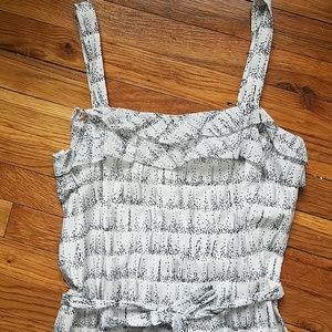 LOFT | black white sleeveless ruffle shift dress